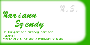 mariann szendy business card